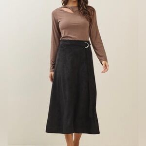 #305 Black suede A-Line skirt